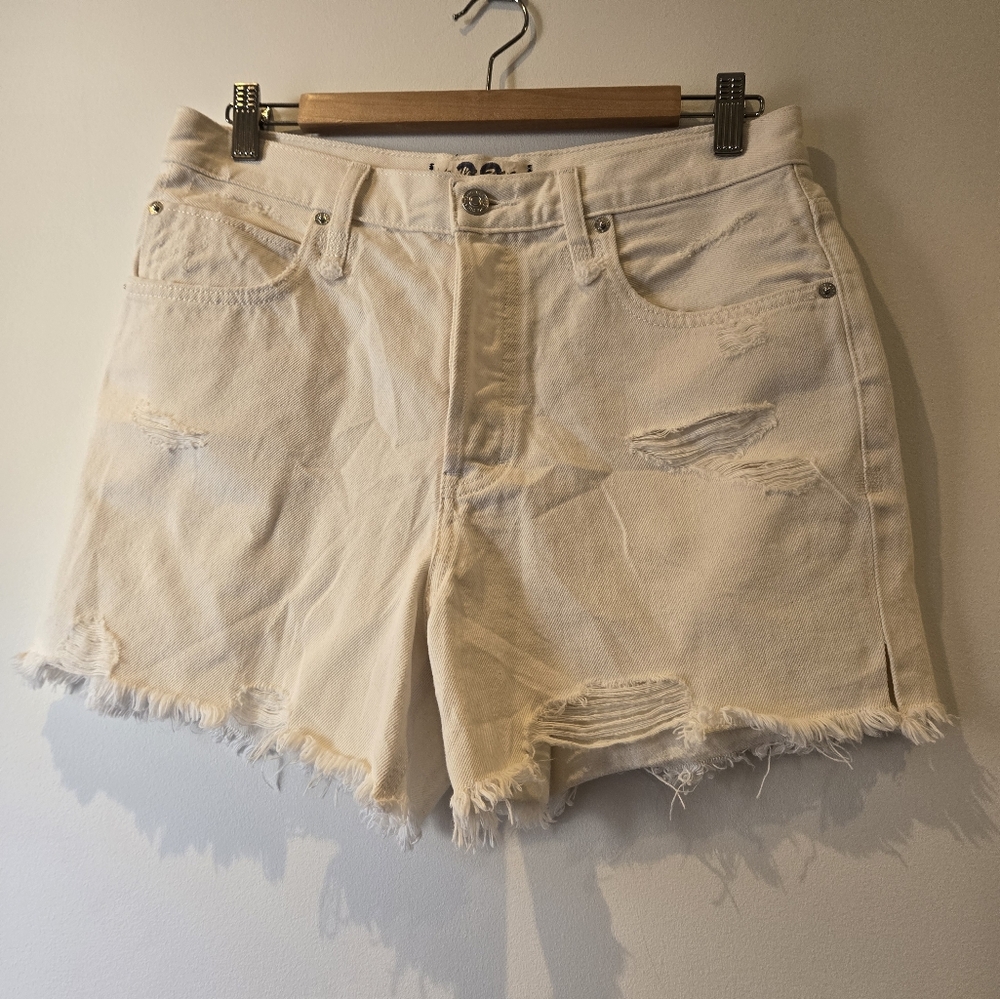 We The Free Cream Distressed Jean Shorts